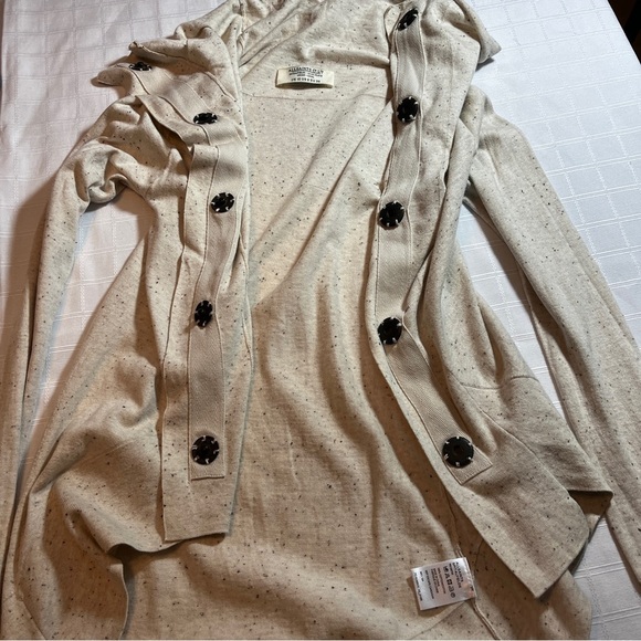 All Saints Cream Speckled Lagenlook Cardigan Large Buttons US Size 6 100% Cotton - Picture 8 of 15
